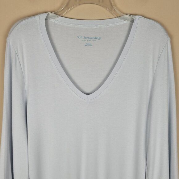 Soft Surroundings Bell Sleeve Long Sleeve Tunic Top Stretch Light Blue Size M - Picture 2 of 13